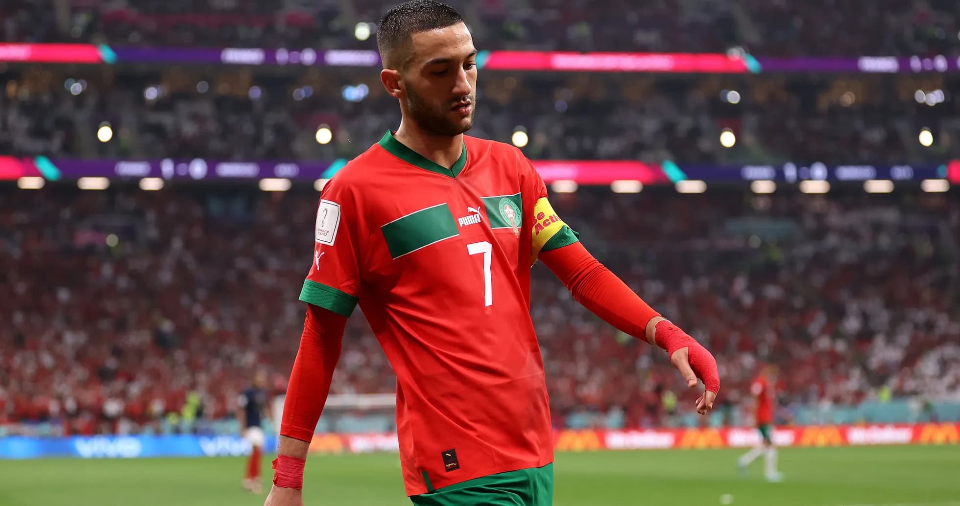 Morocco player walking off the field during match