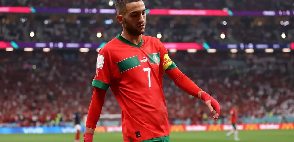 Morocco player walking off the field during match