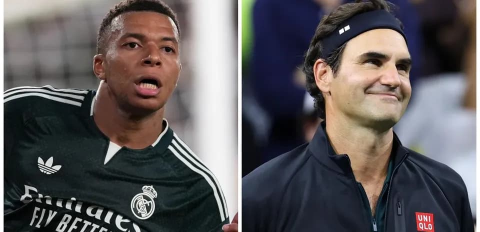 Kylian Mbappé and Roger Federer side by side