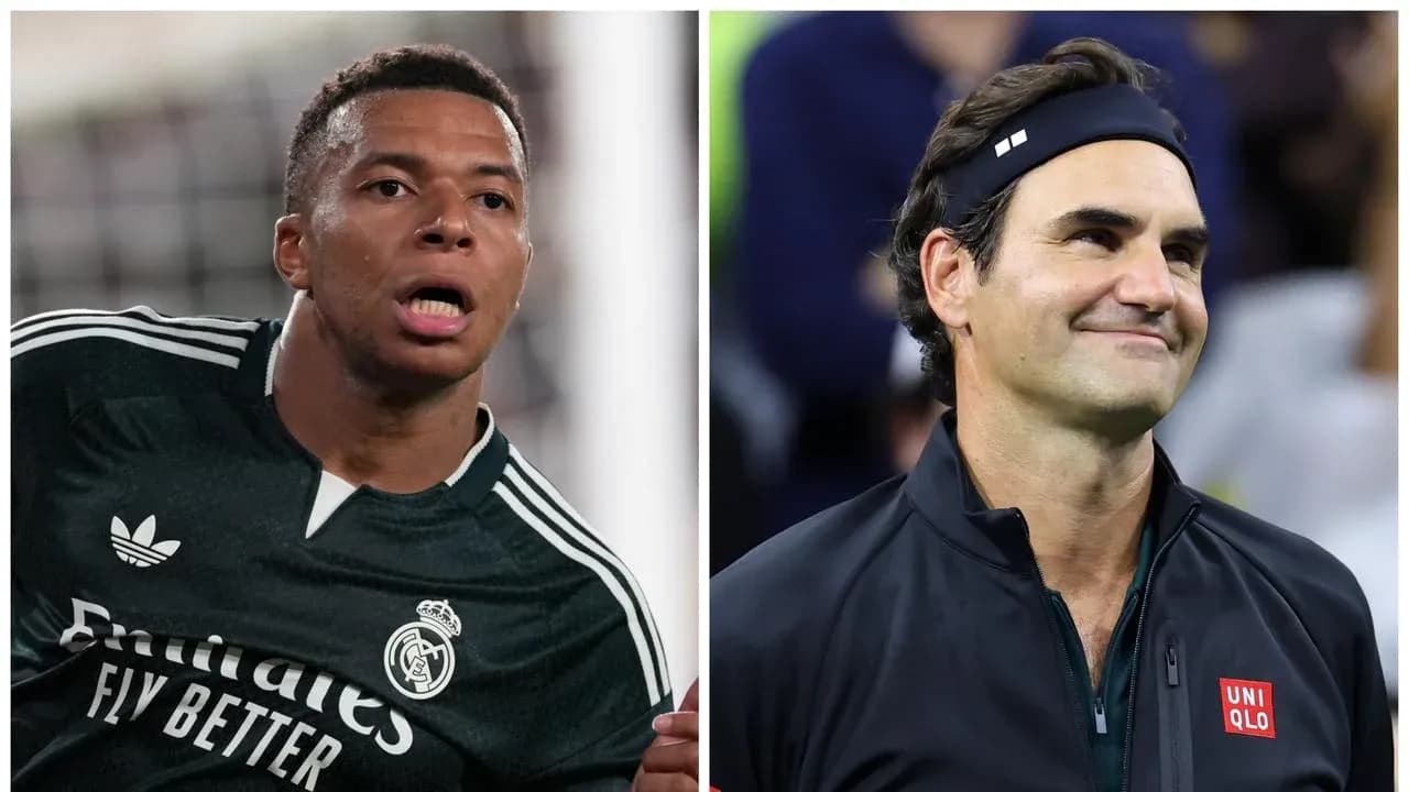 Kylian Mbappé and Roger Federer side by side