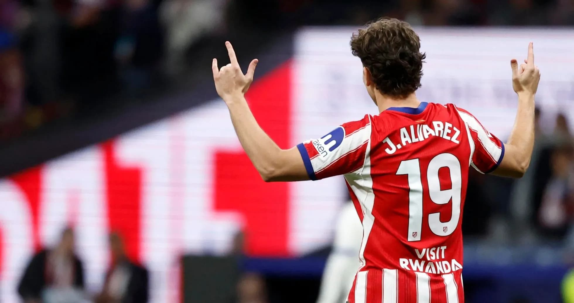 J. Alvarez celebrating during Atletico Madrid match
