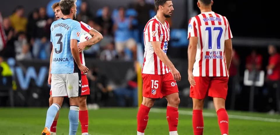 Atletico Madrid players during match against Celta Vigo