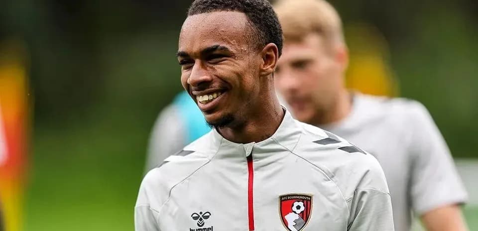 AFC Bournemouth player smiling during training session