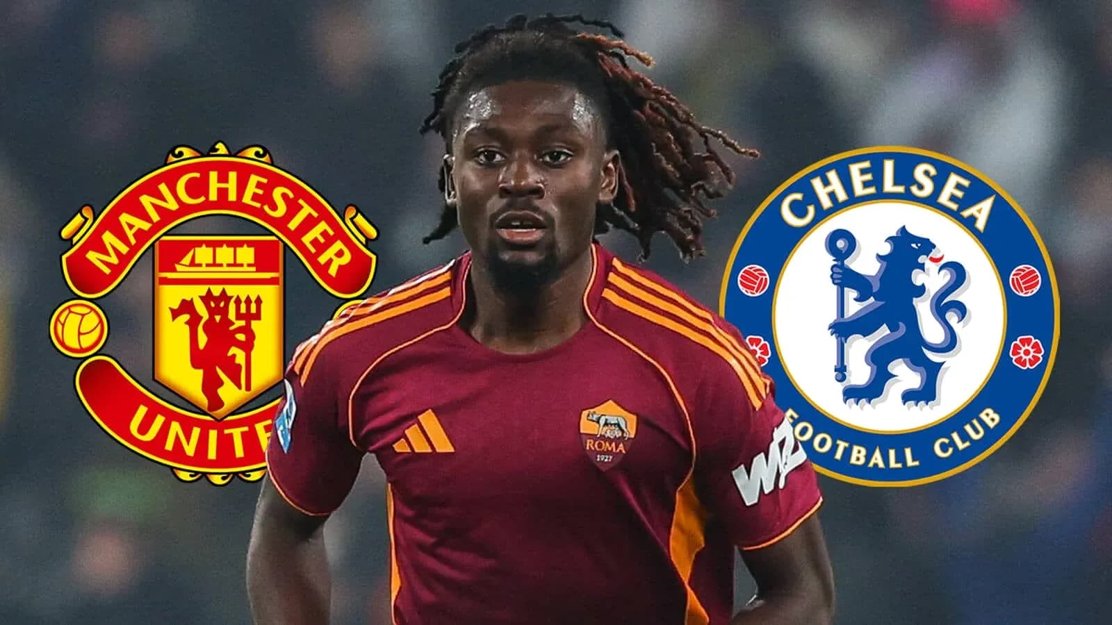 Player in AS Roma kit with club logos