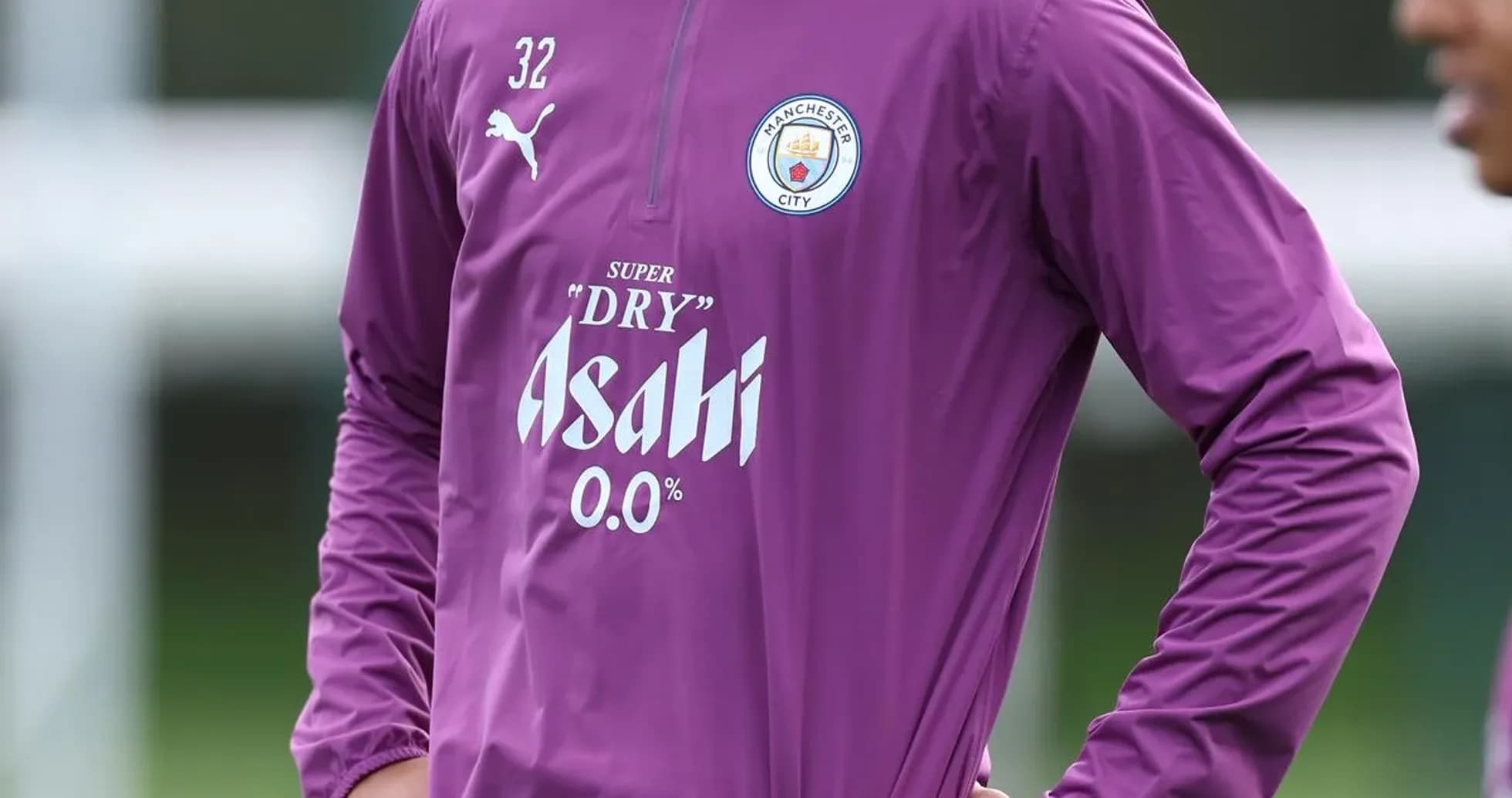 Player in Manchester City training kit during practice