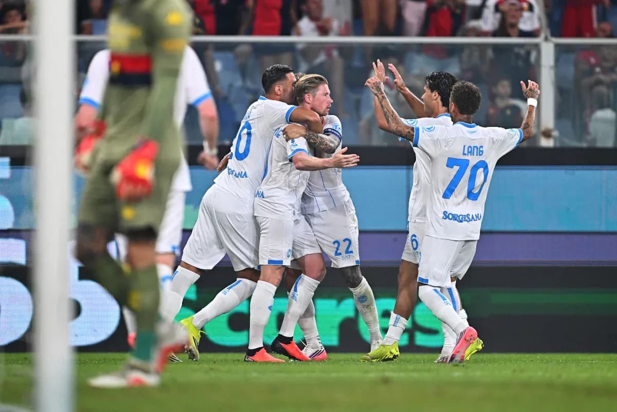 Napoli players celebrating a goal during match
