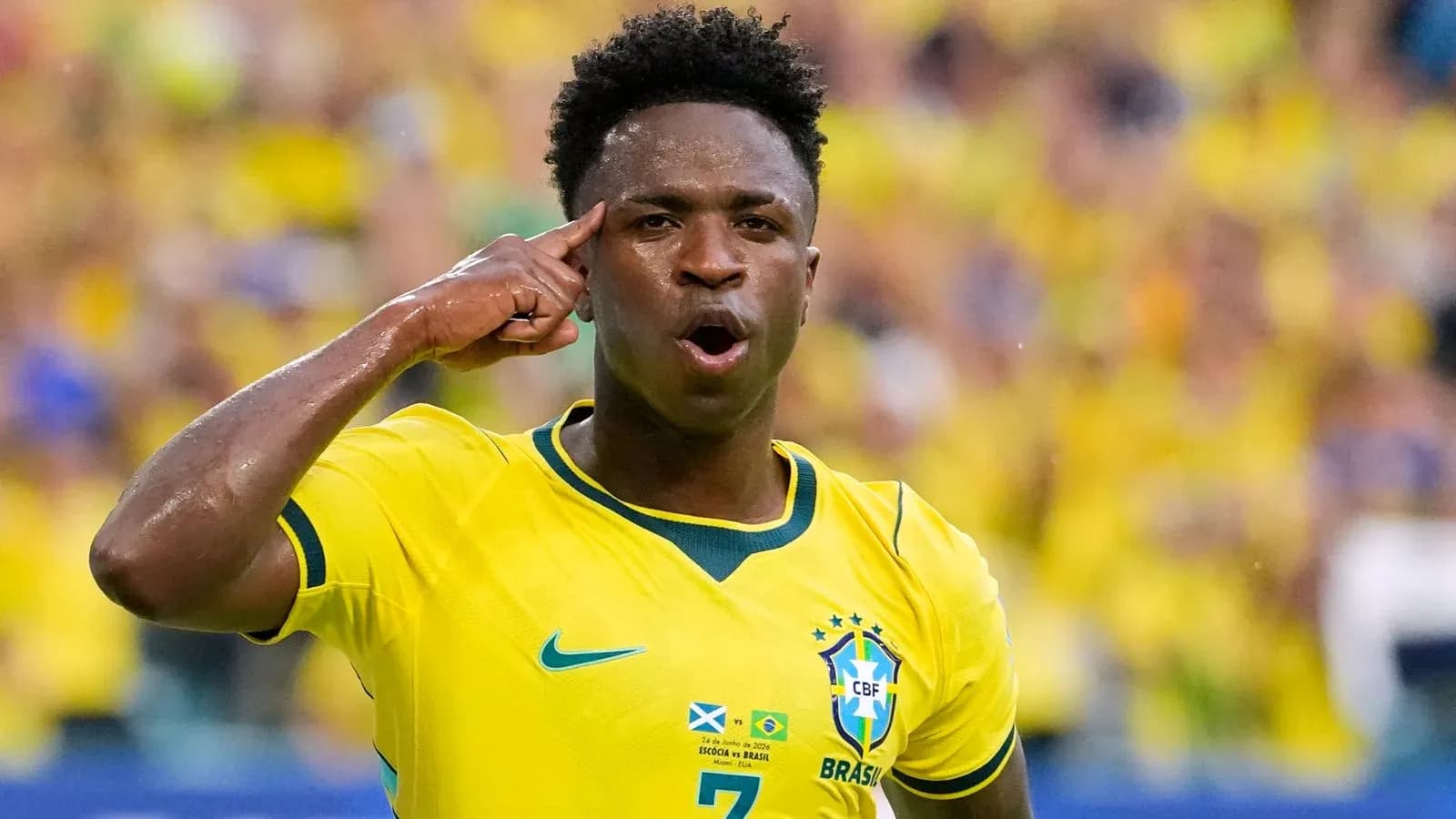 Player celebrating with finger gesture during match