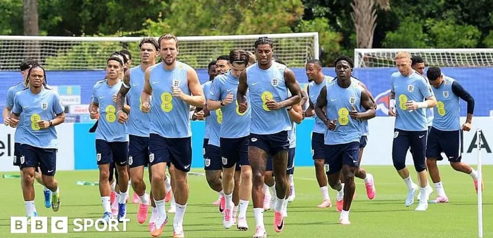 England team jogging during training session