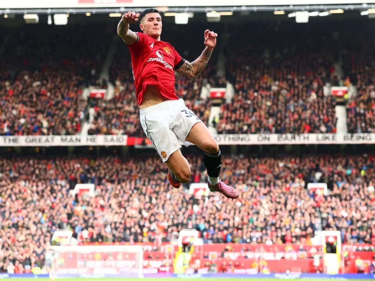 Player celebrating a goal during Premier League match
