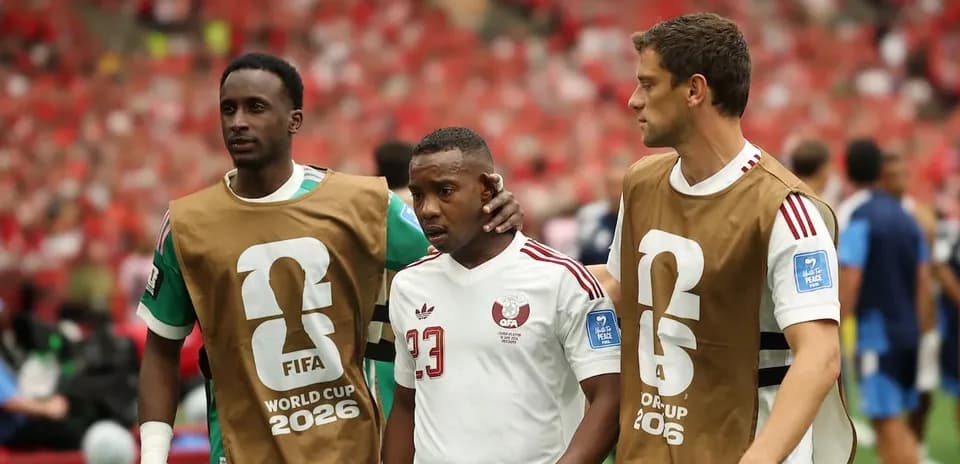 Players walking off the field during World Cup match