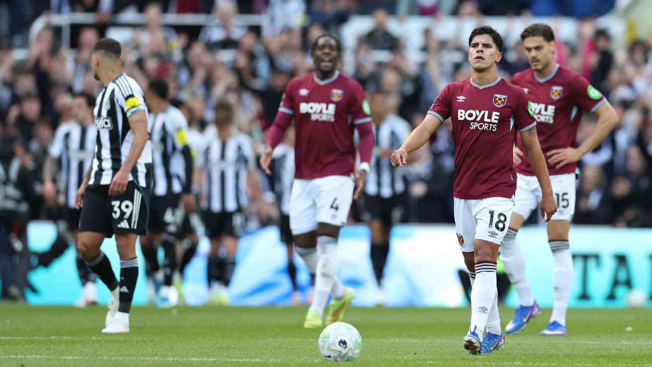West Ham players during match against Newcastle