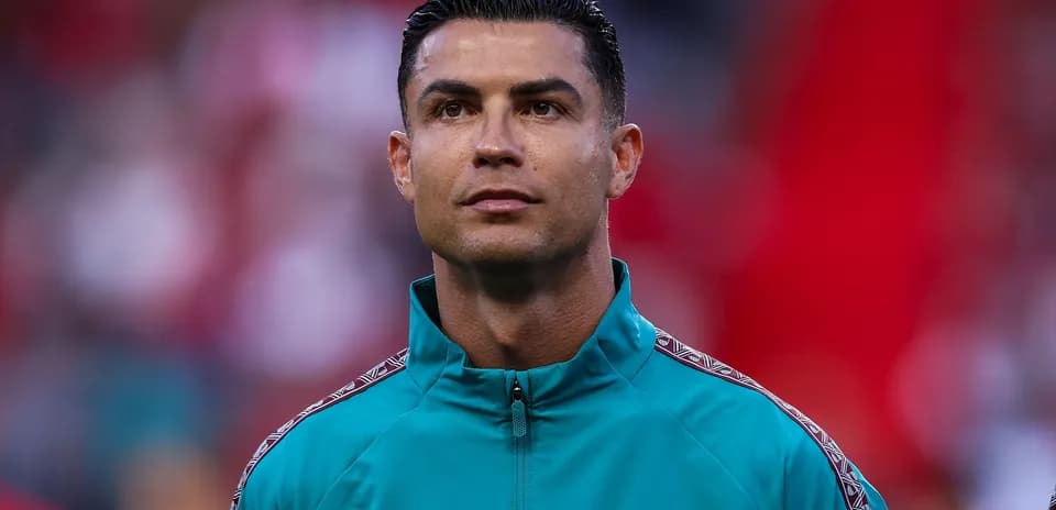 Cristiano Ronaldo in training gear on the field
