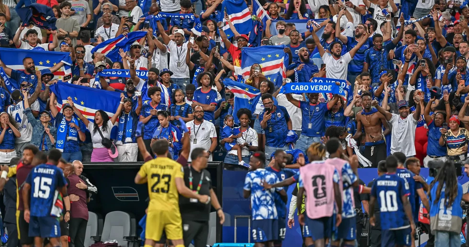 Cape Verde supporters celebrating during match