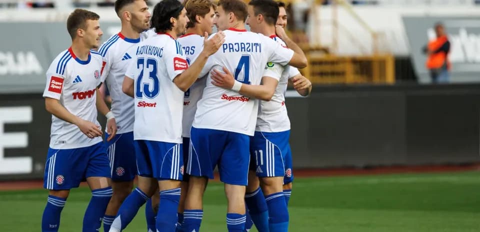 HNK Hajduk Split players celebrating a goal