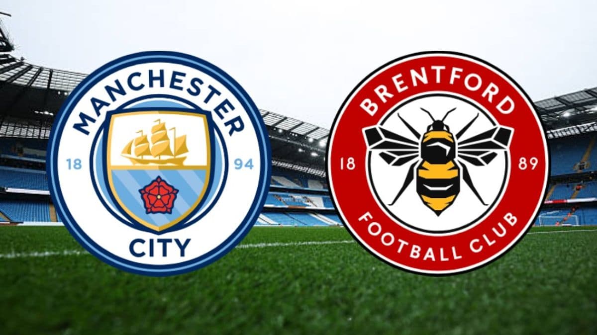 Logos of Manchester City and Brentford FC