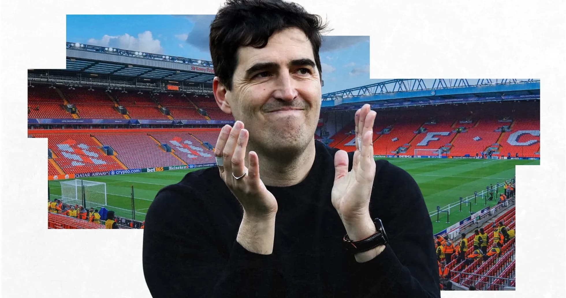 Man applauding in empty stadium during match preparation