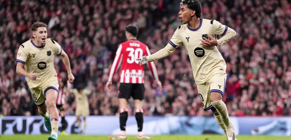 Barcelona player celebrating goal against Athletic Club