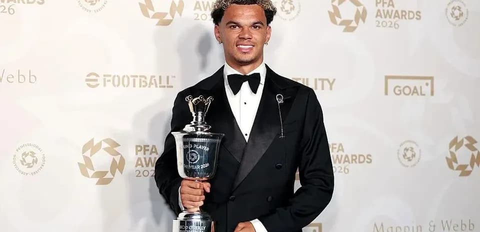 Player holding award at PFA Awards 2026