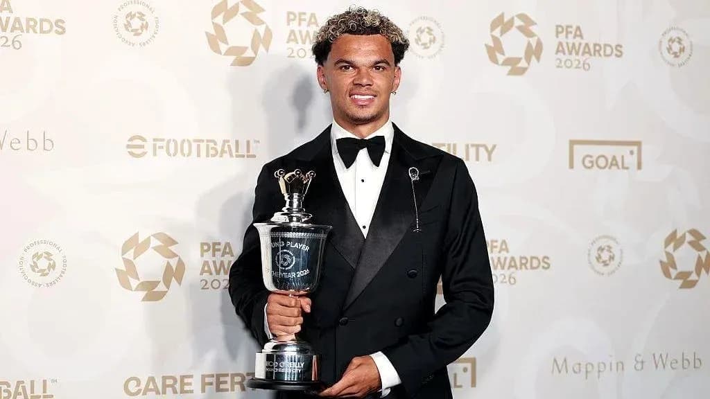 Player holding award at PFA Awards 2026