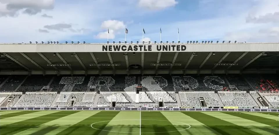 Newcastle United stadium with empty seats and field