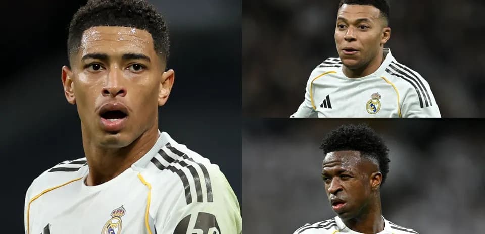 Three Real Madrid players during match action