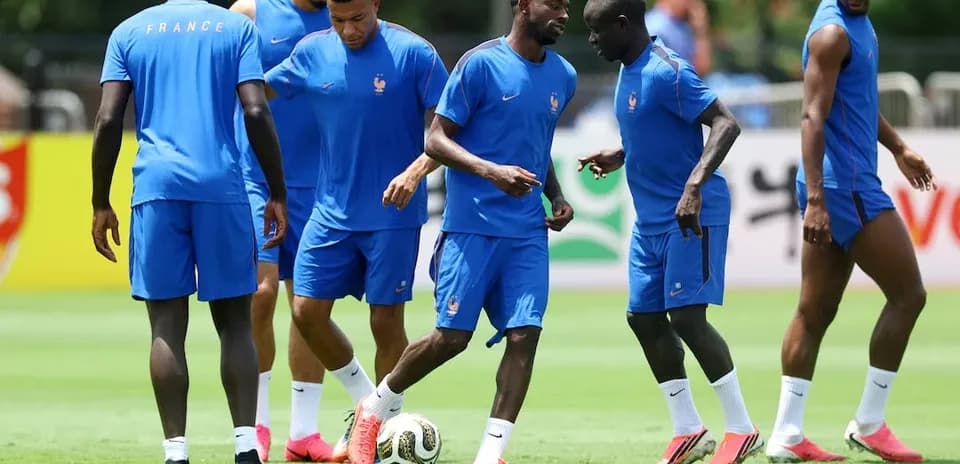 French players training before World Cup match