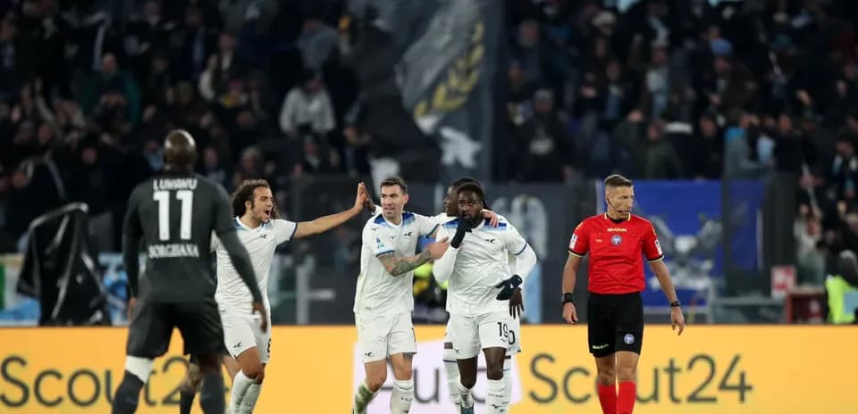 Lazio players celebrating a goal during match