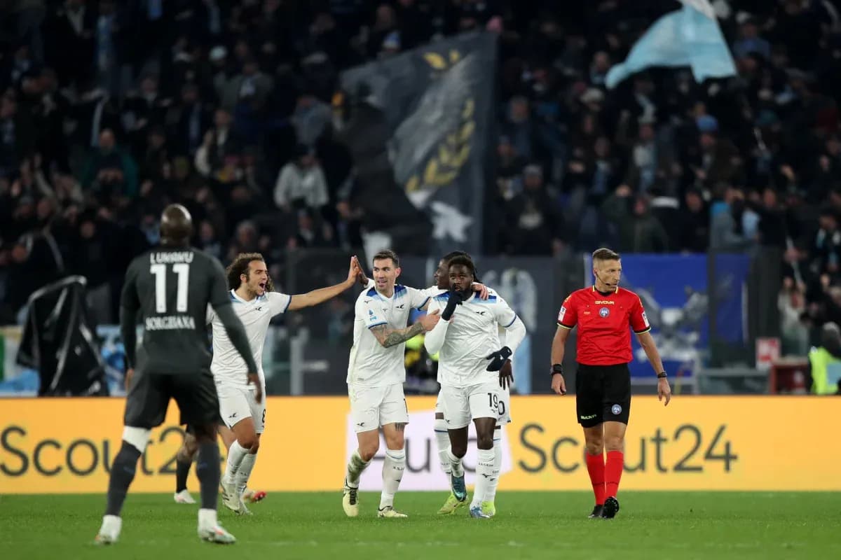 Lazio players celebrating a goal during match