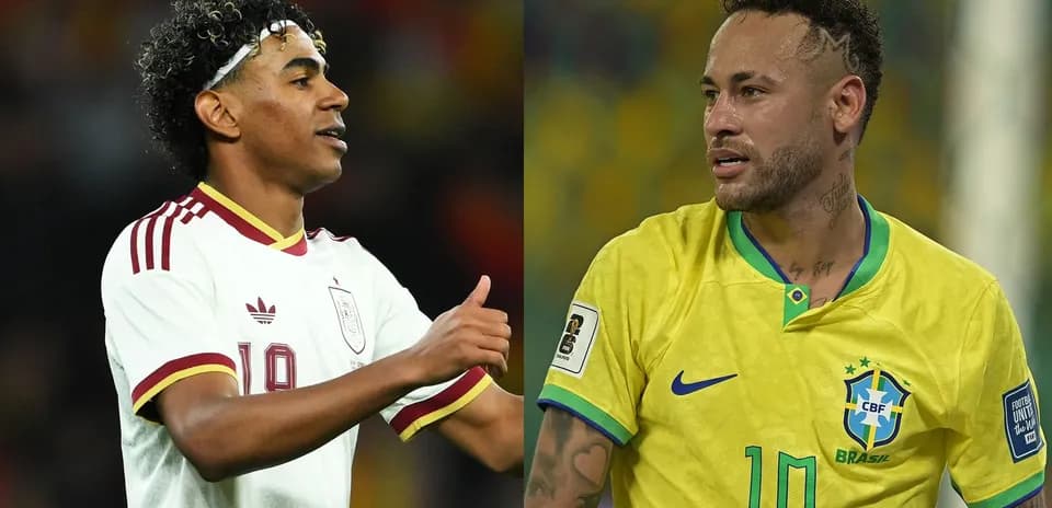 Two football players, one from Spain and one from Brazil