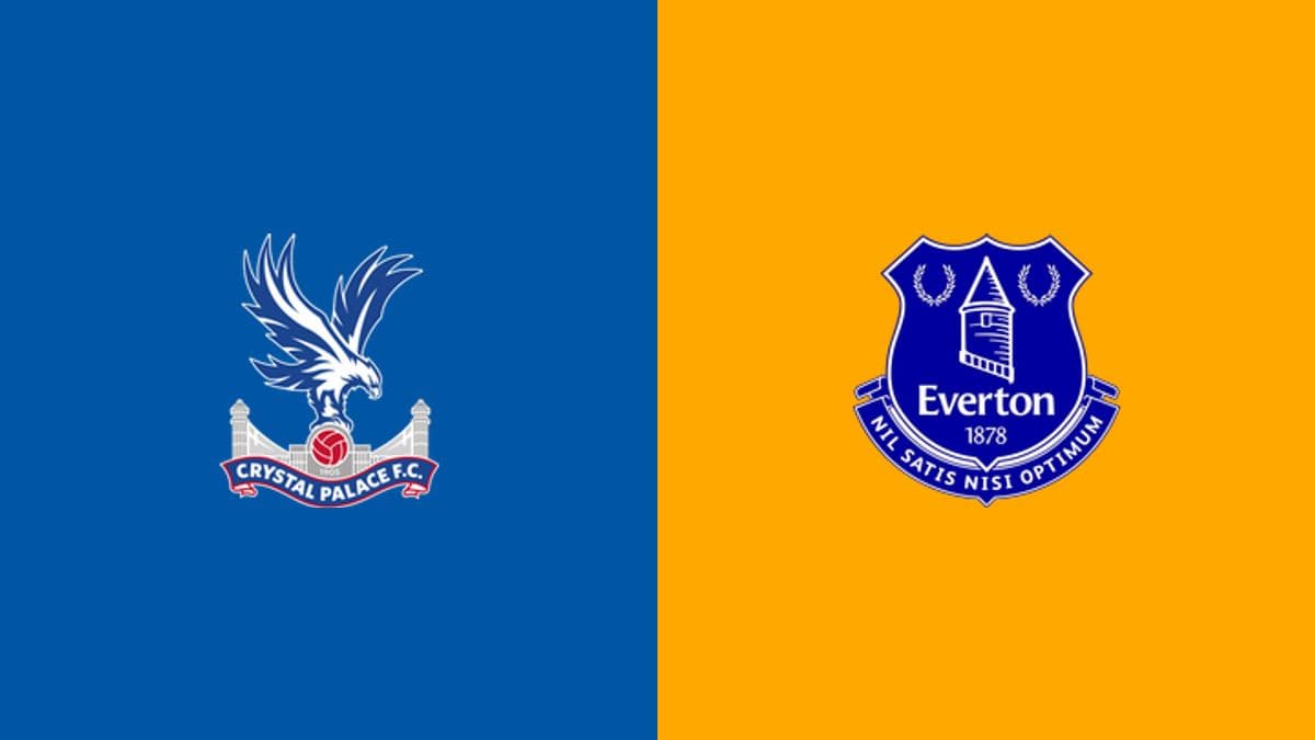 Logos of Crystal Palace and Everton on colored background