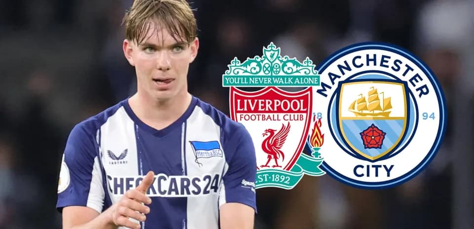 Player gesturing during match with Liverpool and Manchester City logos