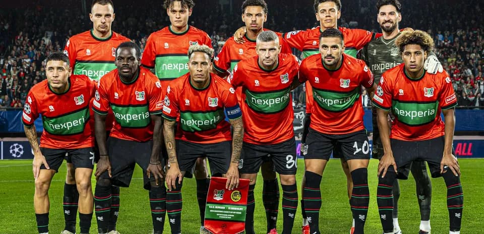 NEC Nijmegen team posing before the match