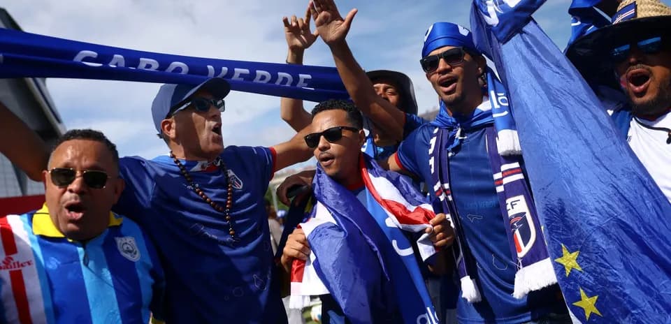 Cape Verde fans celebrating at World Cup match