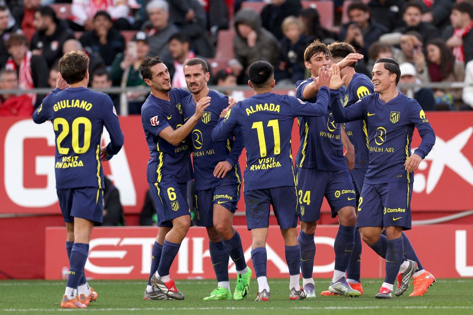Atletico Madrid players celebrating a goal
