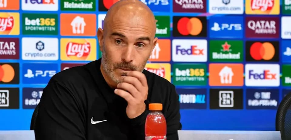 Manager speaking at UEFA Champions League press conference