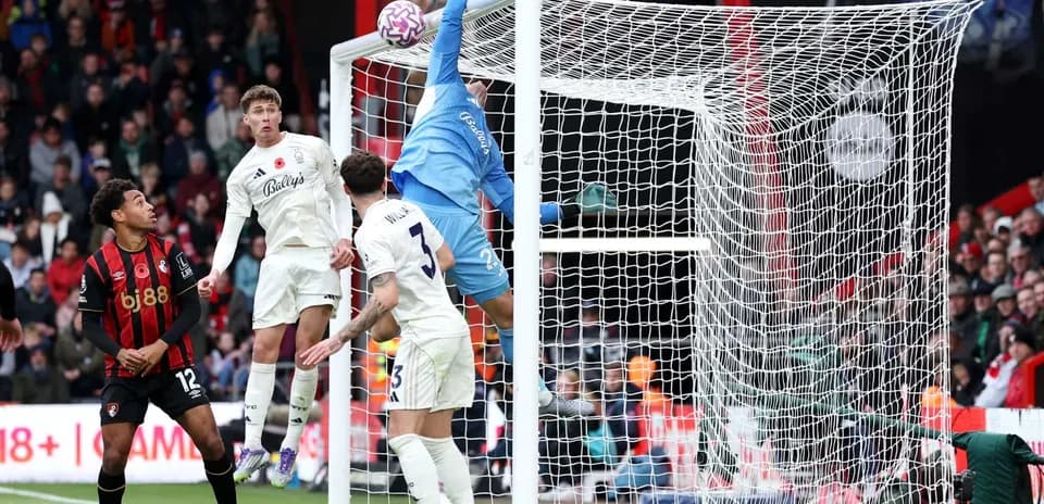 Goalkeeper attempting to save a header during match
