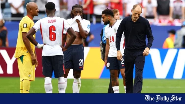 England players discussing with coach during match