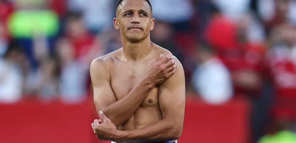 Player with bare torso during post-match scene