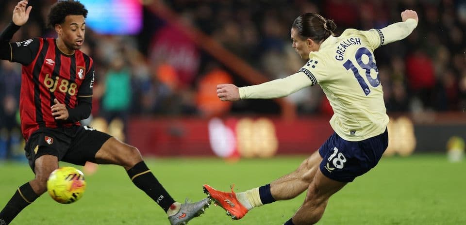 Grealish scores the winning goal for Everton.