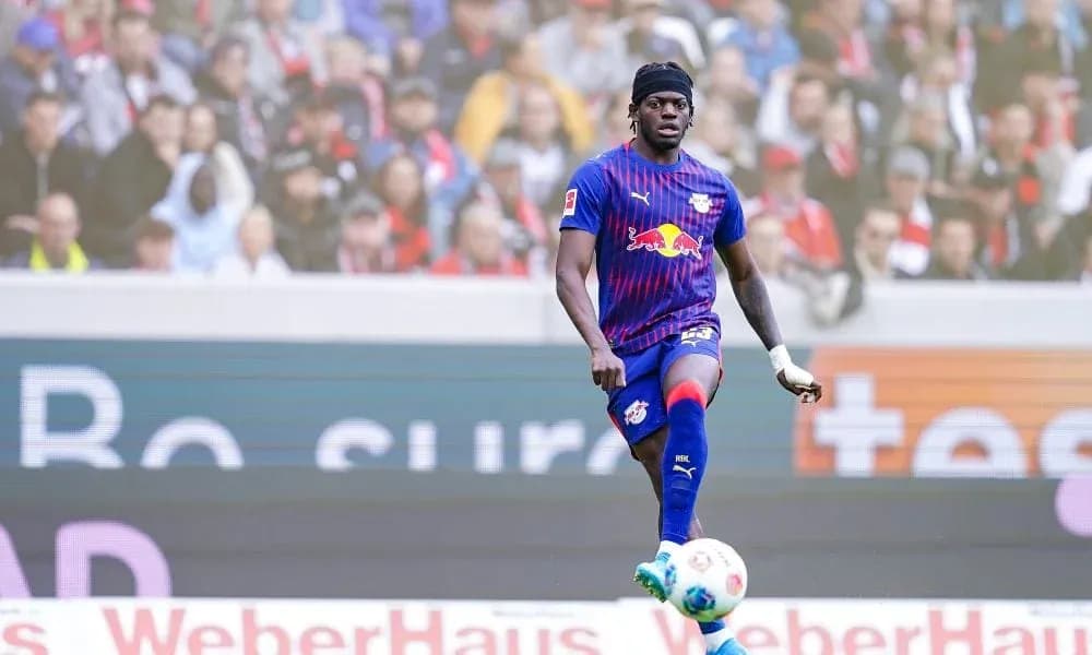 Player in RB Leipzig kit during match action