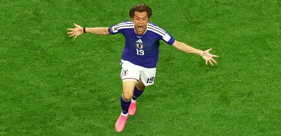 Japanese player celebrating a goal during match