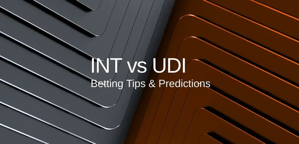 Graphic showing INT vs UDI betting tips and predictions