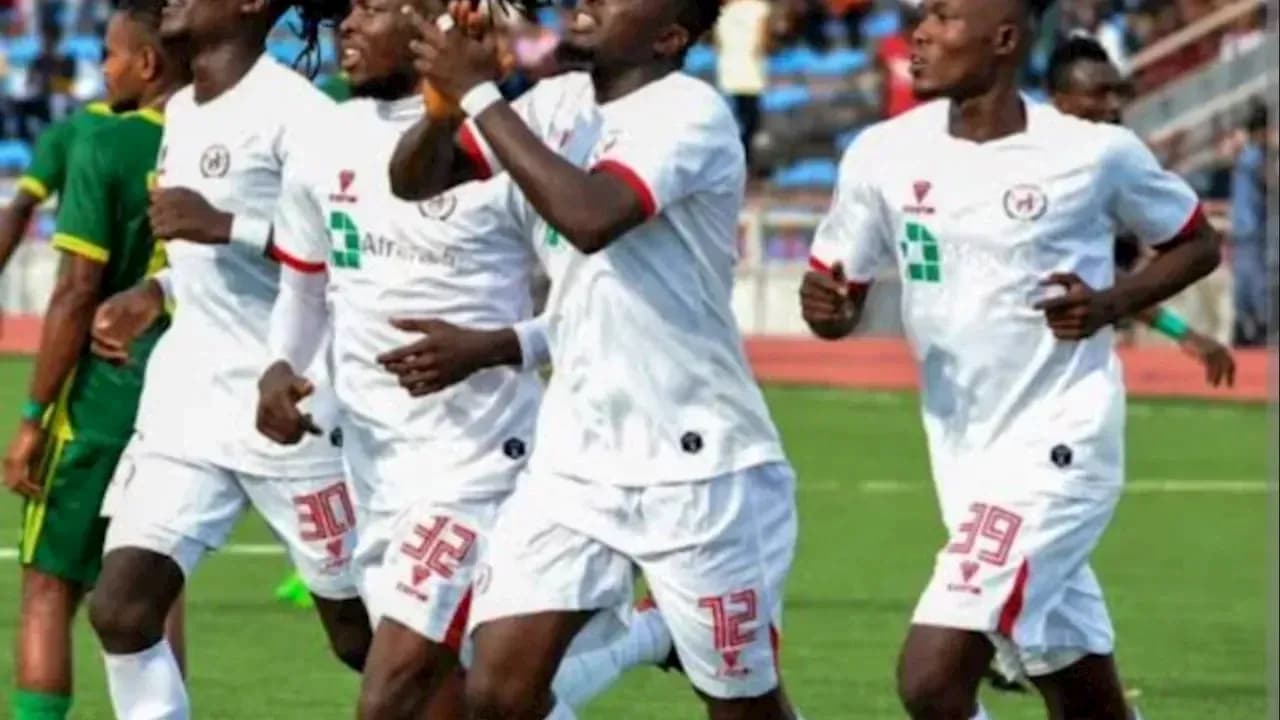Rivers United players celebrating a goal