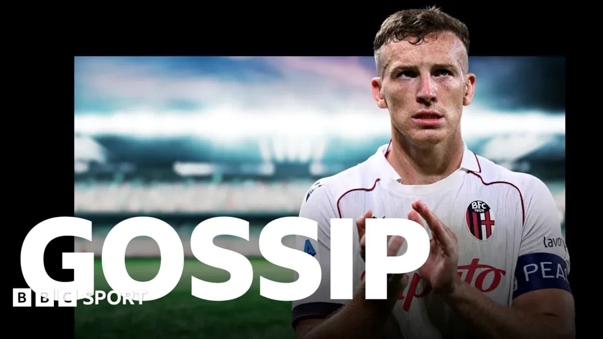 Player in Bologna FC jersey at stadium backdrop