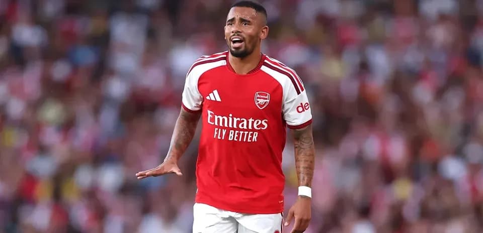 Arsenal player reacting during a match on field