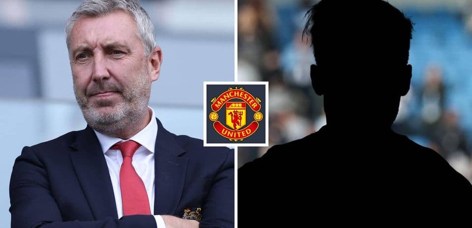 Manager and silhouette of player with Manchester United logo