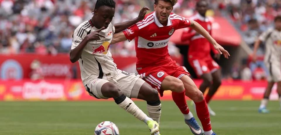 Players competing during New York Red Bulls match