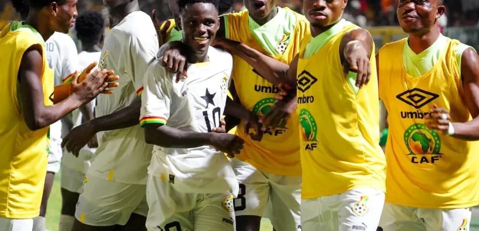 Ghanaian players celebrating during a match
