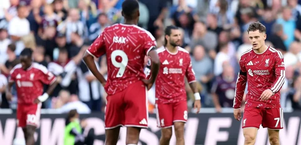 Liverpool players during match with Newcastle United