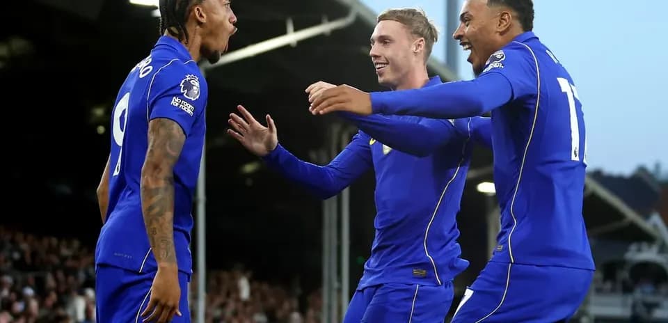 Chelsea players celebrating a goal during match